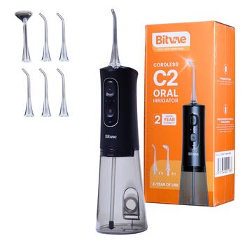 Bitvae C2 irigators 260ml ūdens tvertne / x6 sprauslas / 3 režīmi / 30-100PSI Black (BIT-C2-BK)