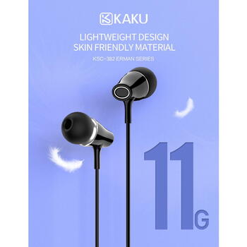iKAKU KSC-382 Universālas Vieglas HiFi In-Ear Austiņas 3.5mm ar Mikrofonu 1.2m Baltas (KSC-382-WH)