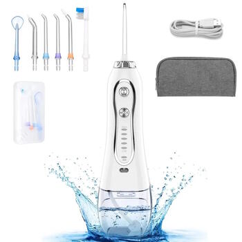 Riff RF-HF6 Pārnesājams Ūdensizturīgs IPX7 mutes dobuma Irrigator 3-režīmiem / 7 uzgaļiem / 1400mAh / 5W ar somiņu (RF-HF6)
