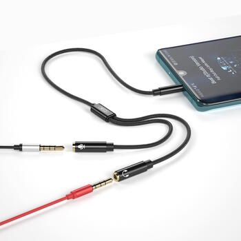 XO NB-R197 Aux Vada Adapteris 2x 3.5mm Ligzda (Audio & Mikrofons) uz 3.5mm Spraudnis 20cm (NB-R197)