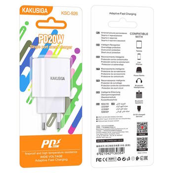 iKaku KSC-926 PD20W ātrs lādētājs adapteris ar Type-C portu White (KSC-926)