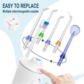 Riff RF-FHP11 Pārnesājams Ūdensizturīgs IPX7 mutes dobuma Irrigator 3-režīmiem / 7 uzgaļiem / 1400mAh / 5W ar somiņu (RF-FHP11)