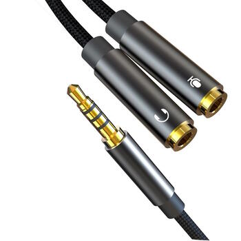 XO NB-R197 Aux Vada Adapteris 2x 3.5mm Ligzda (Audio & Mikrofons) uz 3.5mm Spraudnis 20cm (NB-R197)