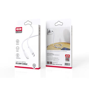 XO NB208A Прочный TPE Универсальный USB-C на Lightning PD 20W Кабель 1м данных и быстрого заряда Белый (NB208A)