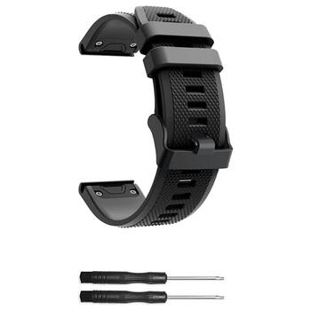 Riff QuickFit 22mm Universāls Silikona siksniņa preks Garmin Fenix 5 / 5 Plus / 6 / 6 Plus / 7 / 7 Pro / Epix Gen 2 / Epix Pro 47mm / Approach S60 / S62 / S70 47mm Black (RF-GAR-FENIX5-BK)