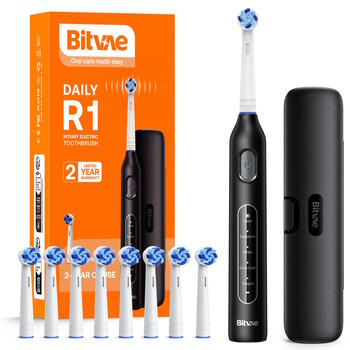 Bitvae R1 elektriskā zobu birste x8 birstes / ceļojumu maciņš / vads Black (BIT-R1-BK)