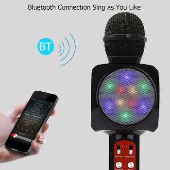 Riff WS-1816 16W karaoke BT mikrofons ar LED 360 Black (WS-1816/BK)