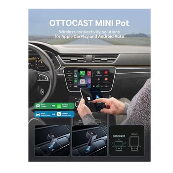 Ottocast T3 Mini Pot bezvadu CarPlay un Android Auto adapteris Silver (CP88-T3-SIL)