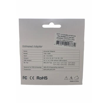 Riff Универсальный 12/30W (Max 2.1A) Сетевой адаптер + USB с 3-12V мануальным переключателем & 6 коннекторами Черный (RF-UA-12/30W-6KON-USB)