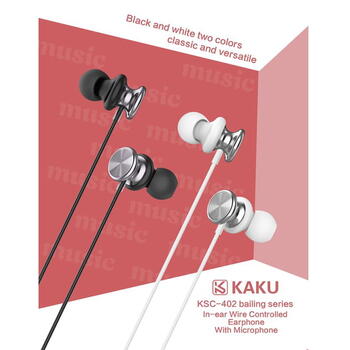 iKAKU KSC-402 Универсальные легкие наушники-вкладыши HiFi 3,5 мм с микрофоном 1,2 м Белый (KSC-402-WH)