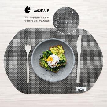 VILSTO dekoratīvs, pīts galda paliktņu komplekts (4 gb.) Grey (PLACEMAT-SET-4pcs-WOVEN-GR)