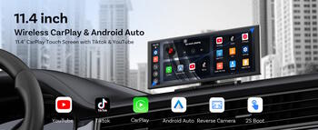 Ottocast N95C Автомобильный Android 15 4+32 Гб мультимедийный сенсорный смарт-HD-экран 11.4" + AI голосовое управление Wi-Fi FM CarPlay Android Auto Чёрный (N95C)