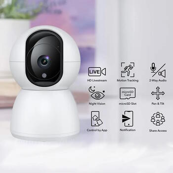 Riff RF-0306 2.4GHz Wi-Fi 4MP Камера видеонаблюдения в помещение с автоматическим отслеживанием White (RF-0306)