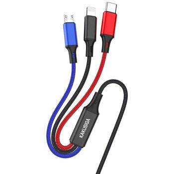 iKaku KSC-804 XIANGYI 3в1 Lightning / Type-C / Micro Провод для подзаряда 1.2m Black (KSC-804-BK)