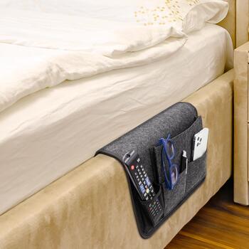 VILSTO filca materiāla piegultas kabata, mantu glabātuve dīvānam, klubkrēslam, galdam Dark Grey (BEDSIDE-POCKET-DGREY)
