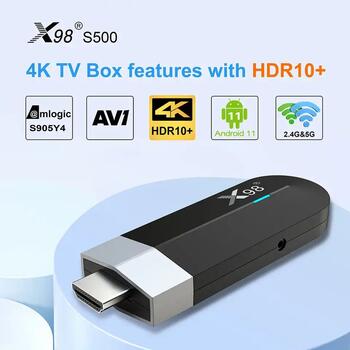 Riff X98 S500 Mini TV Stick SmartBox Android 11 Amlogic S905Y4 Quad Core AV1 HDR10+ 4K 60fps 5G Wifi 4GB+32GB (RF-X98-4GB+32GB)