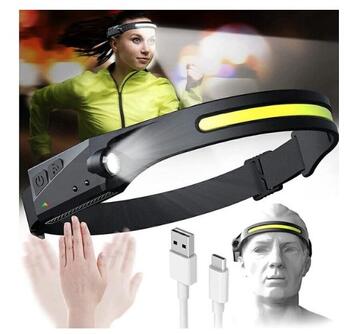 Riff HD1 Sensora LED lukturis ap galvu 350 LM + uzlādes vads Type-C USB Black (RF-HD1-BK)