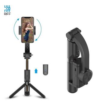 Riff GS09 Vinas Ass Gimbal Stabilizātors ar iebūvētu tripod statīvu telefonam & atvienojamu pulti (65-96mm) Melns (RF-GIMB-GS09)