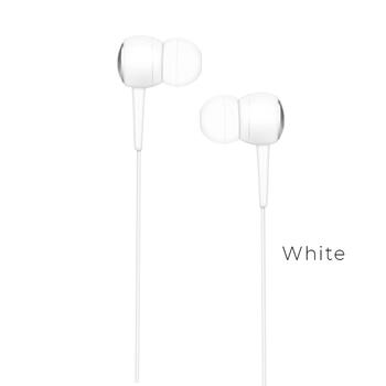 HOCO M19 Drumbeat universālas austiņas ar mikrofonu, 3,5 mm ligzdu un vadības pogu mūzikai un zvaniem 1,2 m baltas (M19WH)