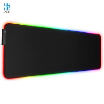 Riff RGB-01 spēļu peles paliktnis gumijots audums ar USB RGB LED krāsu apgaismojumu (80x30cm) melns (RF-RGB-01)
