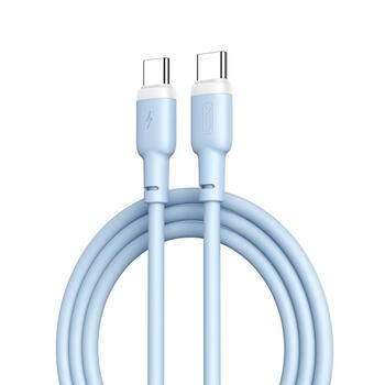 XO NB208B Прочный TPE Универсальный USB-C на USB-C PD 60W Кабель 1м данных и быстрого заряда Голубой (NB208B)