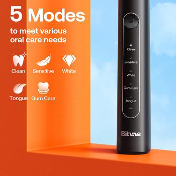 Bitvae R2 elektriskā zobu birste x8 birstes / ceļojumu maciņš / vads Black (BIT-R2-BK)
