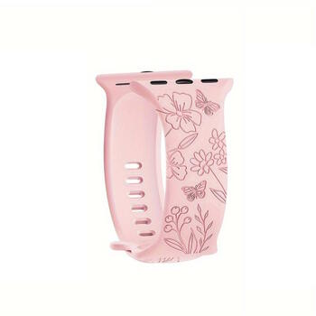 Riff Силиконовый ремешок с резьбой «Butterfly» для Apple Watch серии 38/40/41 мм Pink (RF-BUT38-PI)