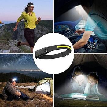 Riff HD1 Sensora LED lukturis ap galvu 350 LM + uzlādes vads Type-C USB Black (RF-HD1-BK)