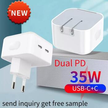 Riff A2569 35W Быстрая Зарядка с Двумя портами USB-C+C (Type-C) для всех Apple устройств (Аналог A2569) Белый (RF-A2569)