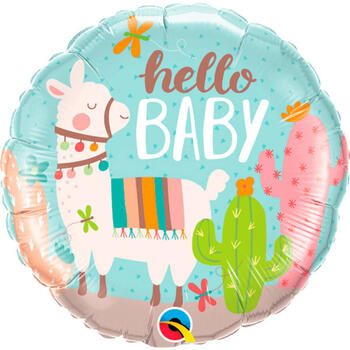 Folat Фолиевый воздушный шар "Hello Baby" Llama 45cm (78689Q)