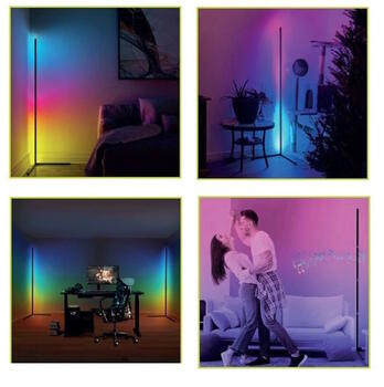 LED RGB+balta stūra lampa 360LM (140cm) + tālvadības pults (014092)