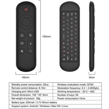 Riff M5 2.4G+BT5.2 universālā tālvadības pults RGB pele ar melnu tastatūru (RF-M5AIR)