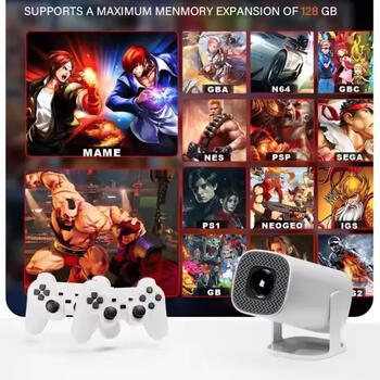 Riff P30MAX Portatīvais Videoprojektors Spēļu Konsole 36000+ 4K Android 11 Allwinner H713 64 Gb White (RF-P30MAX)