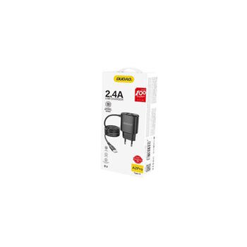 Dudao EU сетевая зарядка - адаптер 2x USB с встроенным 12W Lightning проводом 1m Black (DUD-A2ProL)