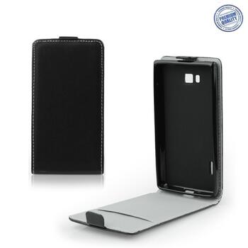 HQ Flexi Slim Flip priekš Samsung i9500 Galaxy S4 vertikāli atverams silikona ietvarā Melns (PS-M-SFC-S4-BL)