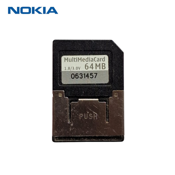 Nokia MultiMedia Card MMC atmiņas karte 64 Mb Dual Voltage 1.8/3.0V lietota pārbaudīta formatēta Bulk (PS-M-MMC-64)