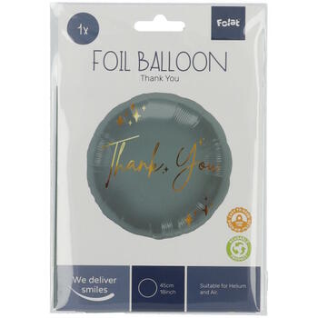 Folat Фолиевый воздушный шар "Thank you" 45cm Grey/Gold (67942)
