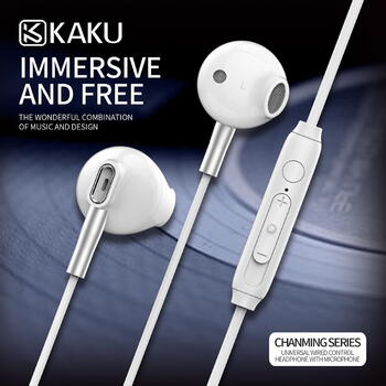 iKaku KSC-137 Chanming Capsule In-Ear Mūzikas un Zvanu Austņas 3.5mm 1.2m Vads ar Mikrofonu un Pulti Melna (KSC-137-BK)