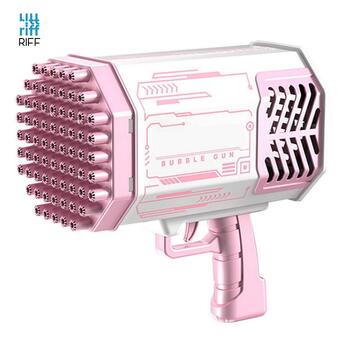 Riff Bazooka пистолет мыльных пузырей c 88 выстрелами для помещении и вечеринок и игр на открытом воздухе Розовый (RF-456-16A-RO)