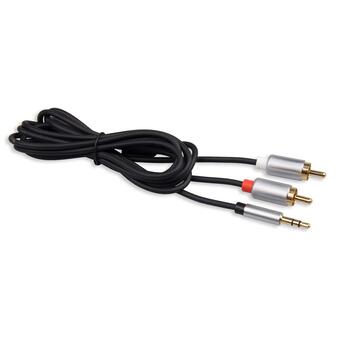 Libox LB0092 3.5mm Premium Stereo Jack uz 2x RCA Audio Vads 1.5m 24K apzeltīti konektori Melna (LB0092)