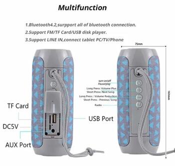 Riff TG117 Universāls bezvadu Bluetooth skaļrunis AUX / Micro SD / USB Pelēks-zils (RF-TG117-GR/BL)