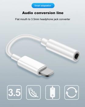 Riff Lightning uz 3.5mm audio austiņu ligzdas adapteris (A1749 / MMX62ZM/A analogs) (RF-AD-LIGHTN-WH)
