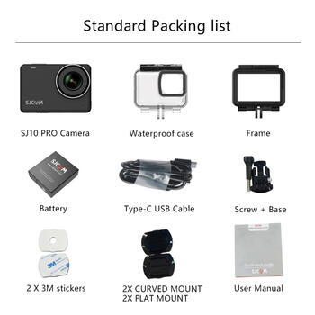 SJCam SJ10 Pro Wi-Fi Водостойкая 30m Камера 4K 60fps 6-Axis Gyro 5G 2.33'' UHD IPS LCD Черный (SJ10PRO-BK)