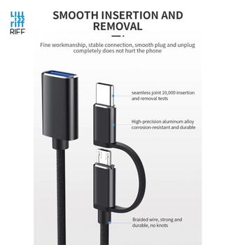 Riff V8 2 in1 OTG Host Vads Type-C + Micro USB Spraudnis uz USB 3.0 Type A 15.5cm Sarkans OEM (RF-2in1-TYC/MIC-OTG-RE)