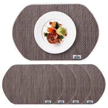 VILSTO dekoratīvs, pīts galda paliktņu komplekts (4 gb.) Brown (PLACEMAT-SET-4pcs-WOVEN-BR)
