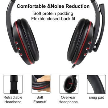 Kubite T997 Spēļu Austiņas 40mm draiveri 1.8m Vads 1x 3.5mm audio/mic + Pults Sarkanas (KUB-T997-RED)