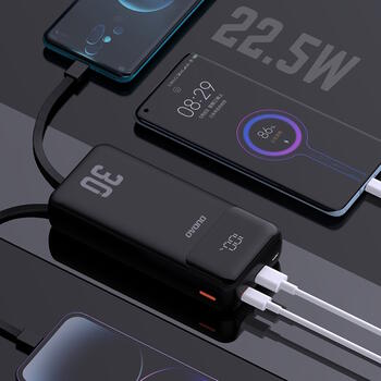 Dudao K15MAX 30000mAh Внешний аккумулятор PD 22,5W со встроенными проводами USB-C + Lightning (K15MAX)