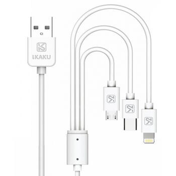 iKaku KSC-078 3в1 Type-C / Lightning / Micro USB провод для заряда 1m White (KSC-078)