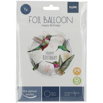 Folat Folija gaisa balons "Birthday Hummingbird" 45cm (67918)