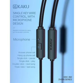 iKAKU KSC-362 Универсальные легкие наушники-вкладыши HiFi 3,5 мм с микрофоном 1,2 м Белый (KSC-362-WH)